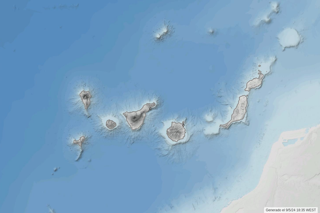 Mapa de avisos en Canarias